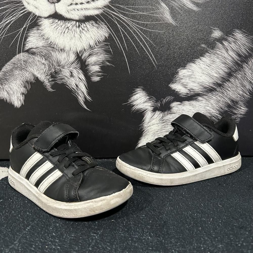 Adidas Grand Court 2.0 IE5995 Athletic Sneaker Unisex Kids 12K Black Leather